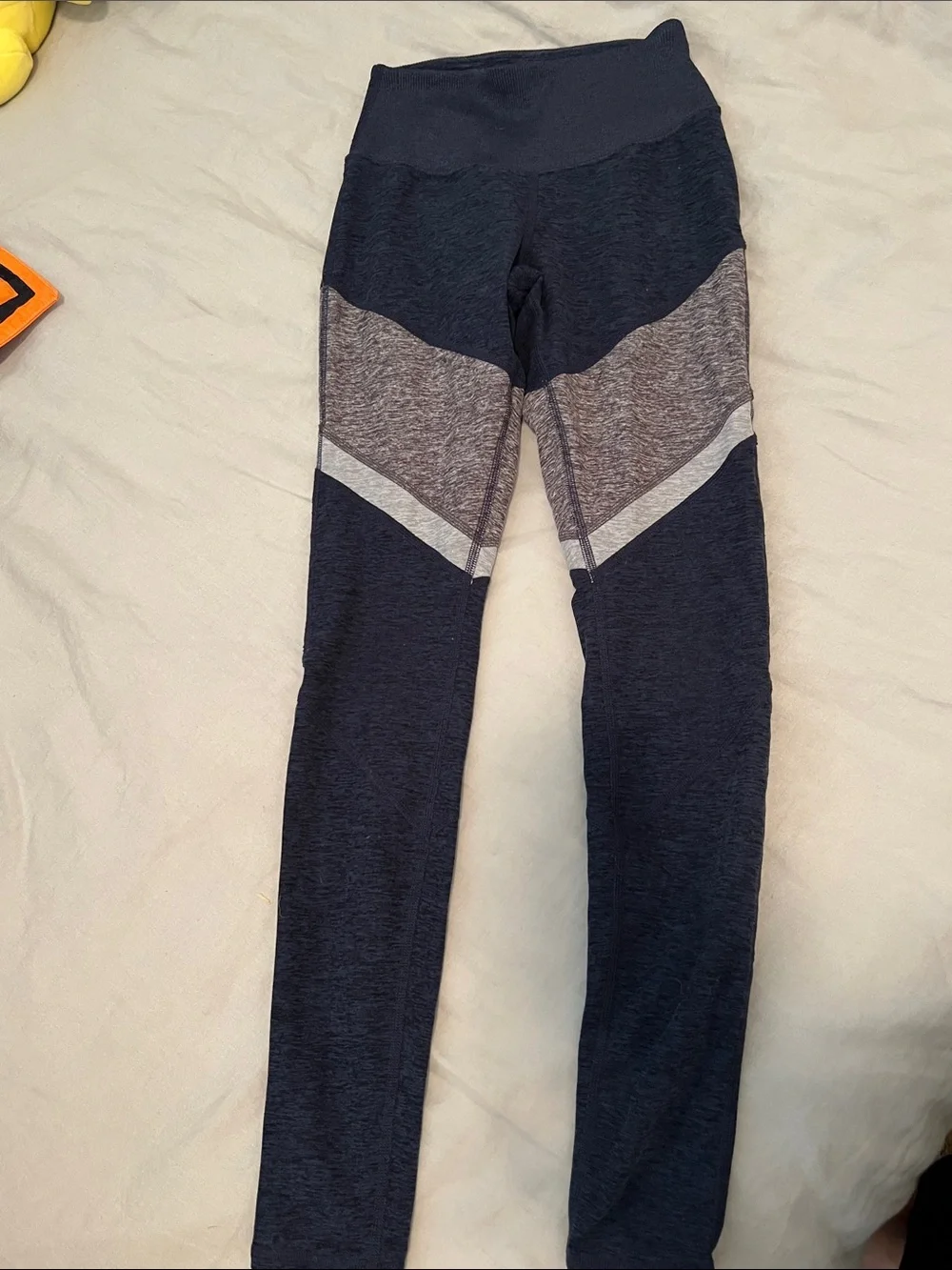 Alo Yoga navy blue bra and legging set